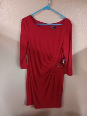 JH Knee-Length 3/4 Sleeve Red  Dress Size16 Retail $79